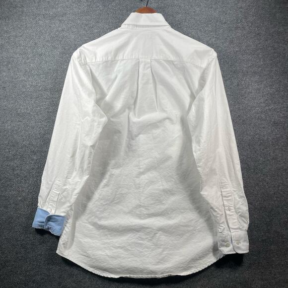 Southern Marsh Button Down Dress Shirt Men's M White/Blue Flip Cuff Dressy - Picture 10 of 11